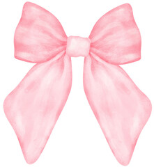 Coquette pink ribbon bow watercolor - obrazy, fototapety, plakaty