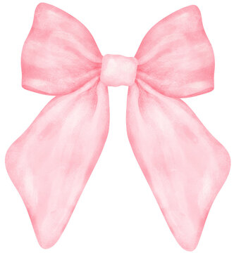 Coquette pink ribbon bow watercolor