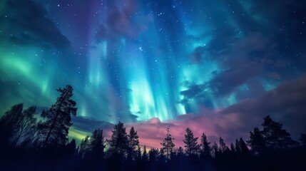 Fototapeta na wymiar Beautiful sky with Aurora, Landscape