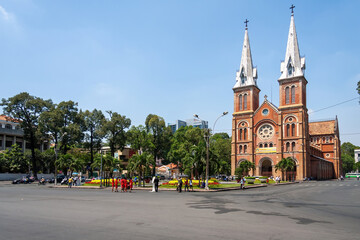 Fototapeta na wymiar The Notre Dame cathedral of Saigon