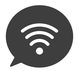 シンプルな黒色のWi-Fiマークと吹き出し