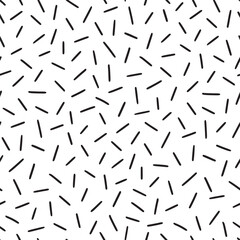 Small dash pattern on white background. Hand drawn small black dash seamless pattern. Simple minimal abstract, geometric texture design seamless background. Vector illustration