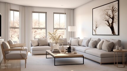 Naklejka na ściany i meble Modern sophisticated living room interior design 