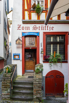 Cochem, Germany; 11/08/2023; Photo of the Zom Stuffje restaurant entrance in Cochem Germany
