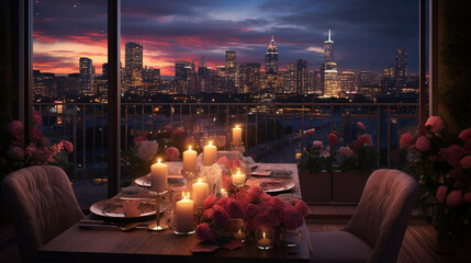 
A charming balcony with a captivating view of Discureption, where city lights twinkle beneath the...