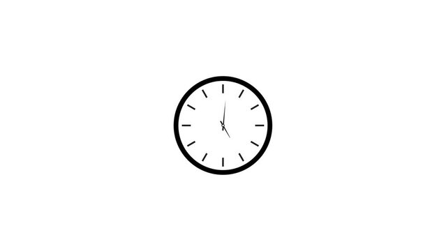 Analog wall clock . 12 hour time animation and white background.