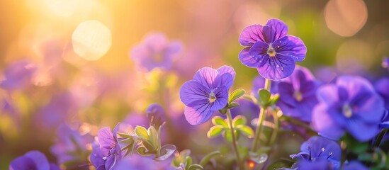 Fototapeta na wymiar Vibrant Small Violet Flowers in Full Bloom on a Sunny Summer Day
