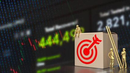 The Target symbol on box for Business concept 3d rendering.