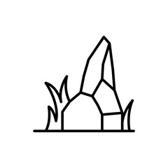 Stone and grass outline icons, minimalist vector illustration ,simple transparent graphic element .Isolated on white background