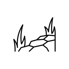 Stone and grass outline icons, minimalist vector illustration ,simple transparent graphic element .Isolated on white background