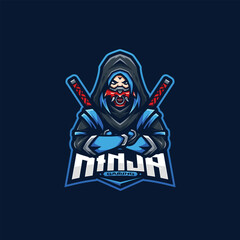Ninja Mascot Esport Logo Design Illustration For Gaming Club 