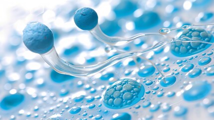 Microscopic view of male sperm and female egg fertilization process in reproductive biology