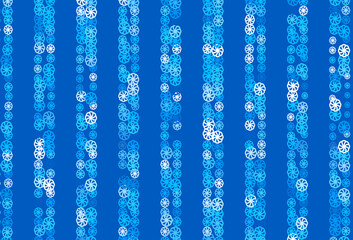 Light BLUE vector pattern with christmas snowflakes.