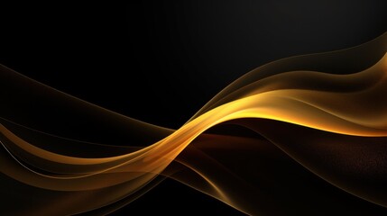 Abstract golden waves on a black background. illustration. Eps 10 Generative AI