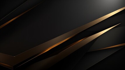 Abstract black metallic background with golden lines. design eps 10 Generative AI