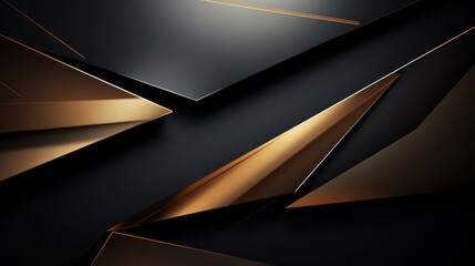 Black and golden metallic abstract background. 3d render illustration design. Generative AI