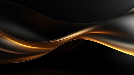 Black and gold abstract wavy liquid background. 3d render illustration Generative AI