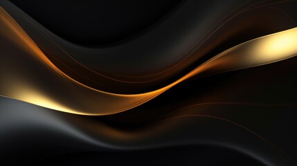abstract background with smooth lines in black and golden colors. 3d render Generative AI