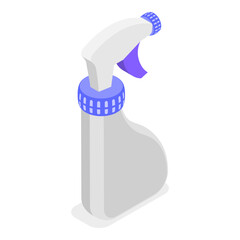 3D Isometric Flat Vector Icon of Detergent Product Plastic Bottles Set, Household Products. Item 8