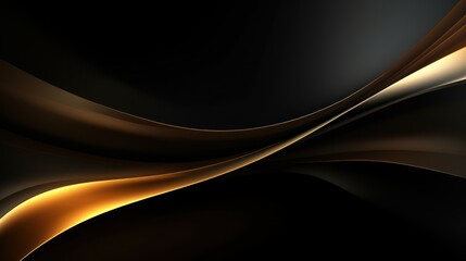 Abstract golden wavy lines on black background. 3d render illustration Generative AI