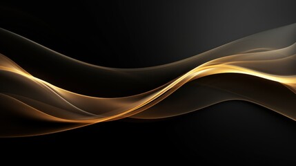 Naklejka premium Abstract golden waves on black background. illustration for your design. Generative AI