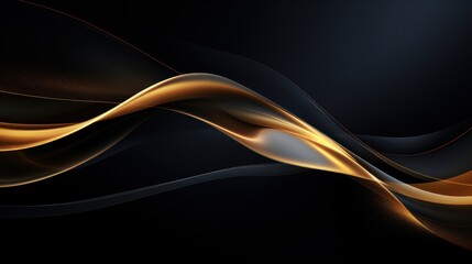 Fototapeta premium Abstract background with golden and black wavy lines. illustration. Generative AI