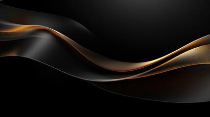 Abstract wavy background. Black and golden wavy lines. illustration Generative AI