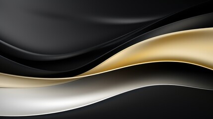 Black and gold wavy background. 3d render. Luxury design Generative AI