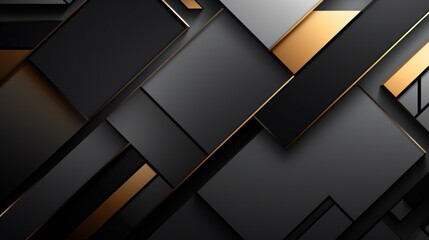 Abstract black and golden metallic background with overlapping layers. graphic design Generative AI - obrazy, fototapety, plakaty