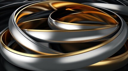 Abstract background. 3d rendering 3d illustration. Golden and black waves Generative AI