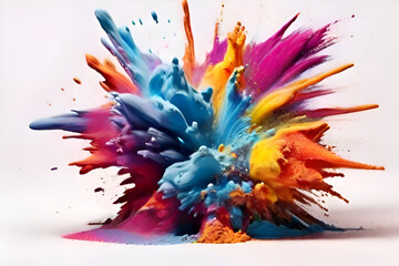 colorful powder explosion isolated on a white background