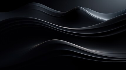 Abstract black wavy background. 3d rendering, 3d illustration. Generative AI