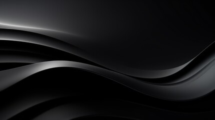 Black metallic background with wavy lines. 3d render illustration. Generative AI