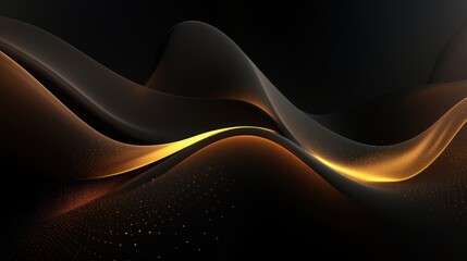 Abstract Black Waved Shapes Background with Golden Dots AI Generated