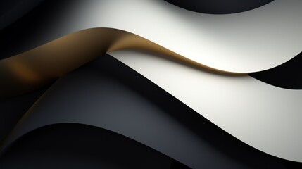 Abstract Black White and Gold Shapes Background AI Generated