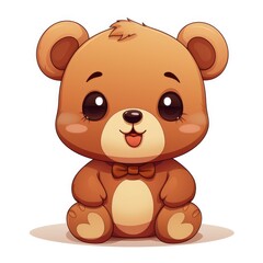 Fototapeta premium A brown teddy bear sits atop a clean, white floor.