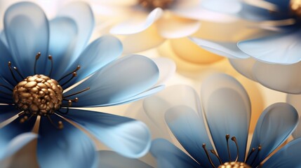 abstract floral background with blue daisy flowers. 3d rendering Generative AI