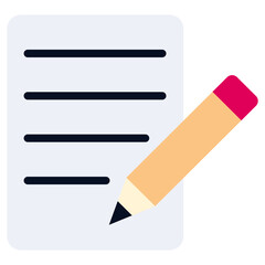 Pen signing a contract icon, flat design style, colour icon symbol.