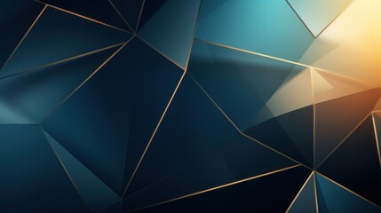 Stylish Blue and Gold Geometric Background Generative AI