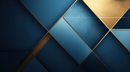 Stylish Blue and Gold Geometric Background Generative AI