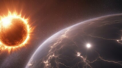 planet earth and sun A solar flare that bursts from the sun 