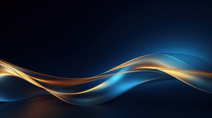 Abstract blue and orange waves on dark background. 3d render illustration Generative AI