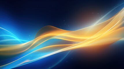 Abstract background with blue and yellow wavy lines. illustration. Generative AI