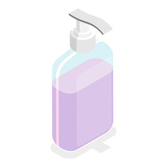 3D Isometric Flat Vector Icon of Detergent Product Plastic Bottles Set, Household Products. Item 7