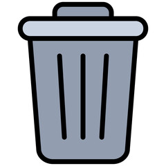 Trash bin icon, outline fill icon, flat design style, icon vector illustration.