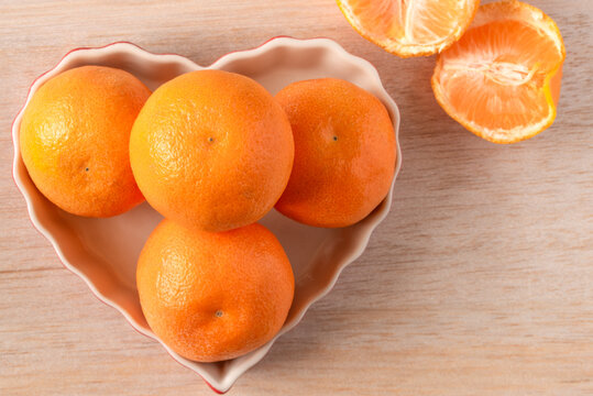Mandarin Oranges in a Heart Shape Bowl