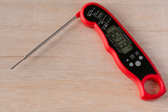 Isolated Red Digital Meat Thermometer 