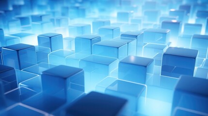 abstract blue cubes background, 3d render illustration, square design Generative AI