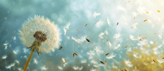 The wind will carry dandelion seeds with white tufts of hair.