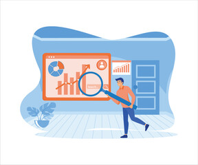Business marketing. People analyzing market trends and planning seo optimization. flat vector modern illustration 